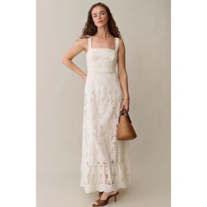 Few Moda x o.p.t. Jordyn Cotton Eyelet Maxi Dress Cream Women's 4 NWT